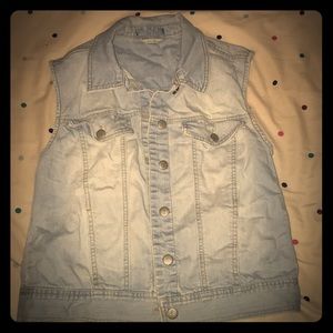 Denim button up vest